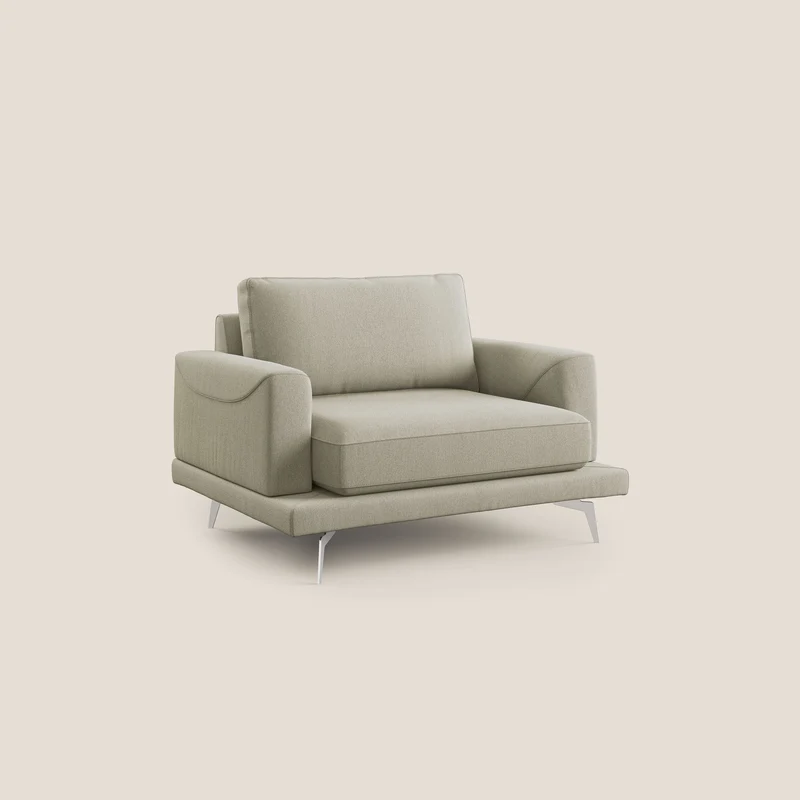 Dorian fauteuil moderne en tissu doux anti-tache T05 crème