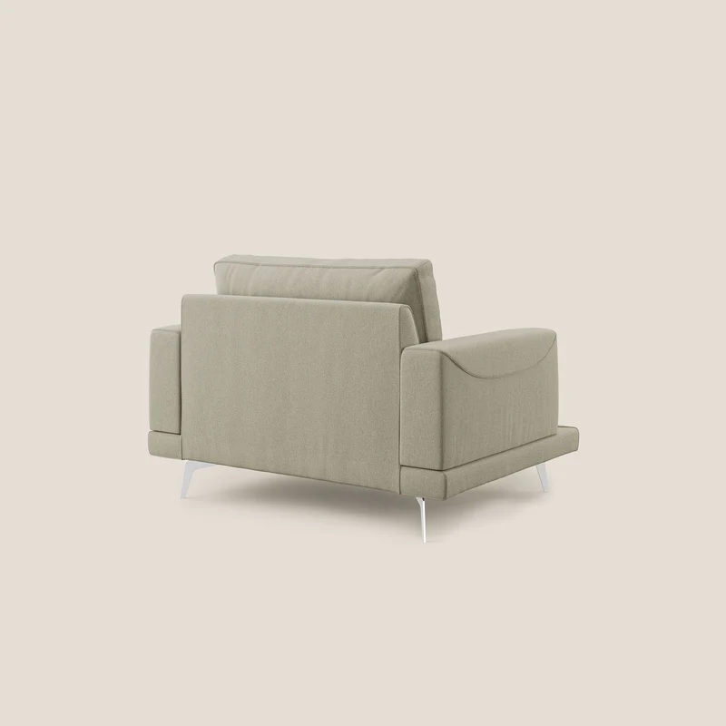 Dorian fauteuil moderne en tissu doux anti-tache T05 crème