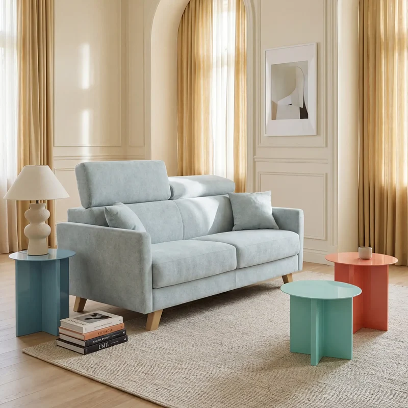 Francy canapé convertible avec têtières réglables en tissu détachable T17 vert aquamarine