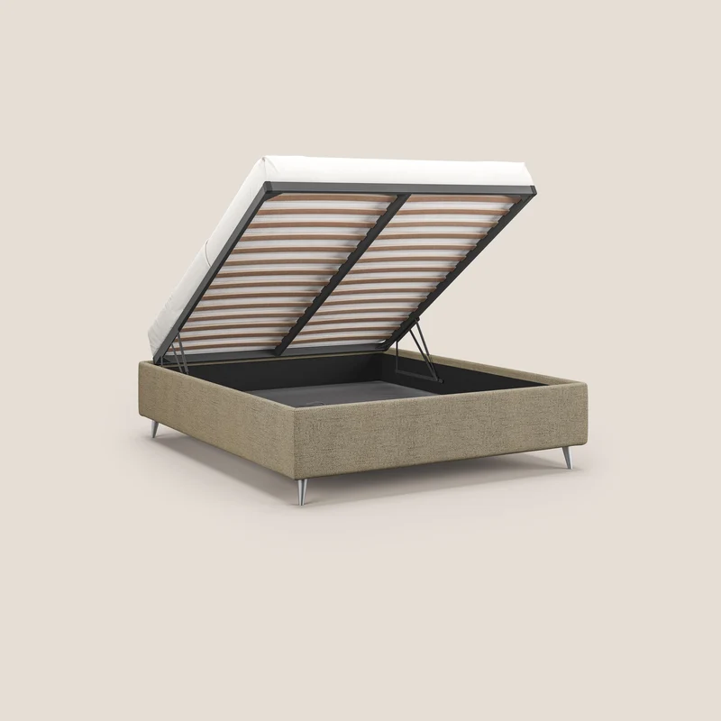 Febe sommier compact avec coffre de grande capacité en tissu imperméable T03 marron