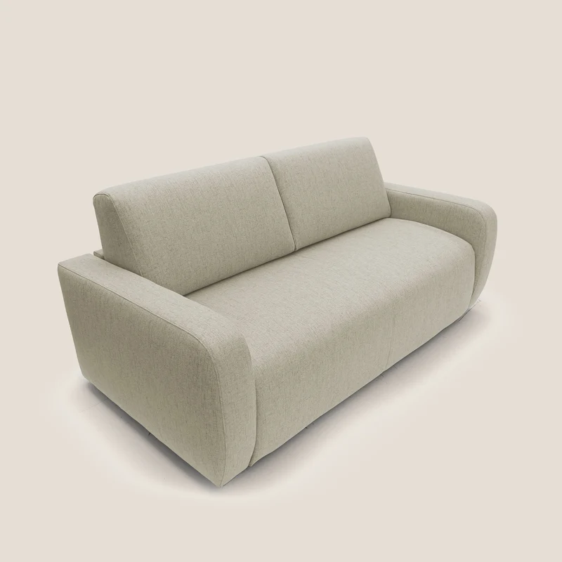 Duna Canapé-lit double avec matelas 20 cm en tissu imperméable T03 beige