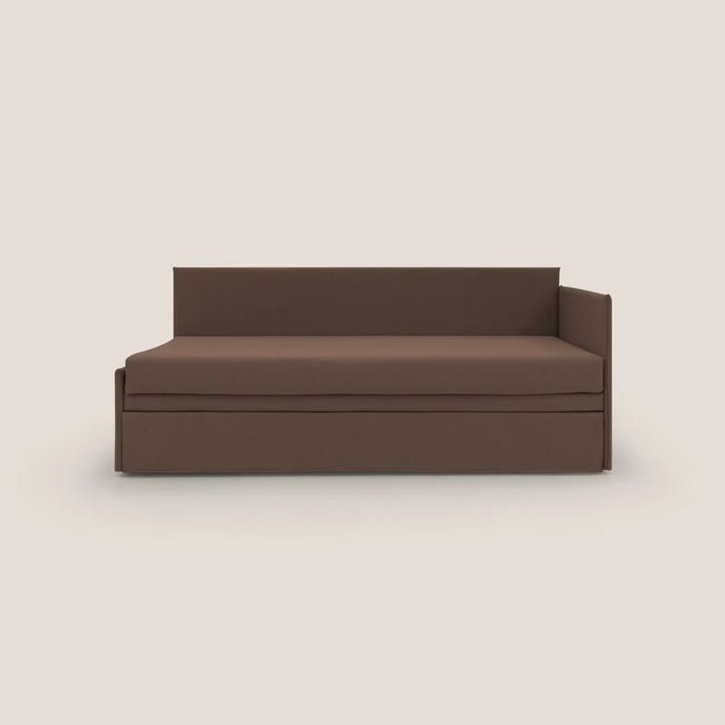 Durini Canapé duplex avec lits jumeaux et tissu effet coton imperméable T13 marron