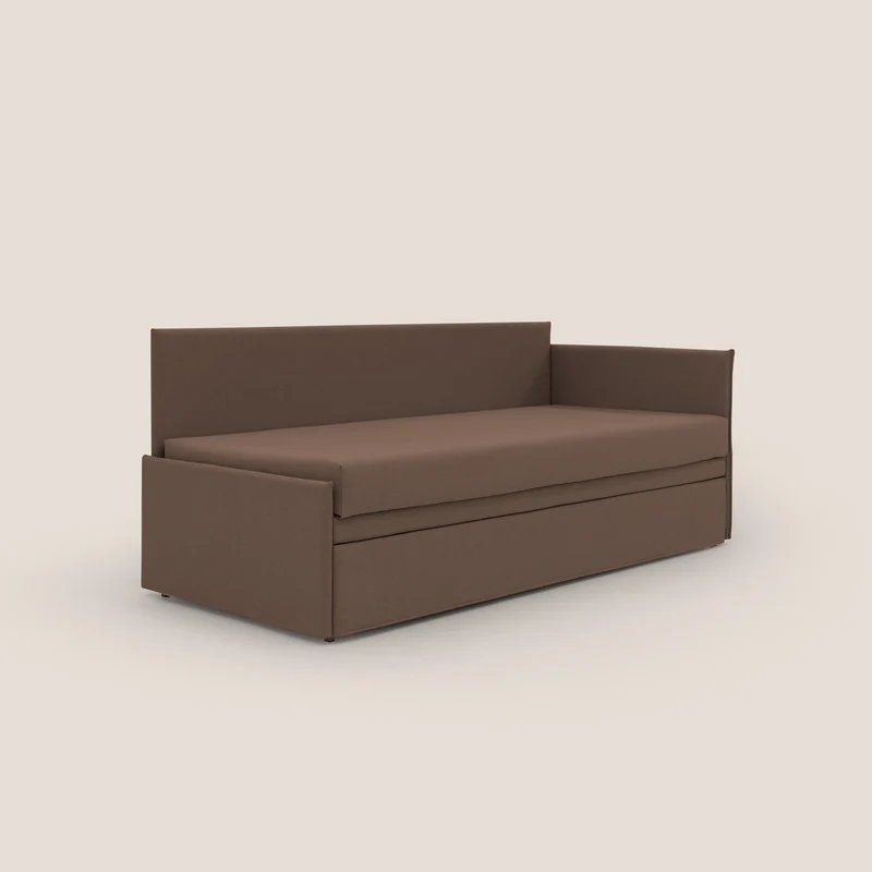 Durini Canapé duplex avec lits jumeaux et tissu effet coton imperméable T13 marron
