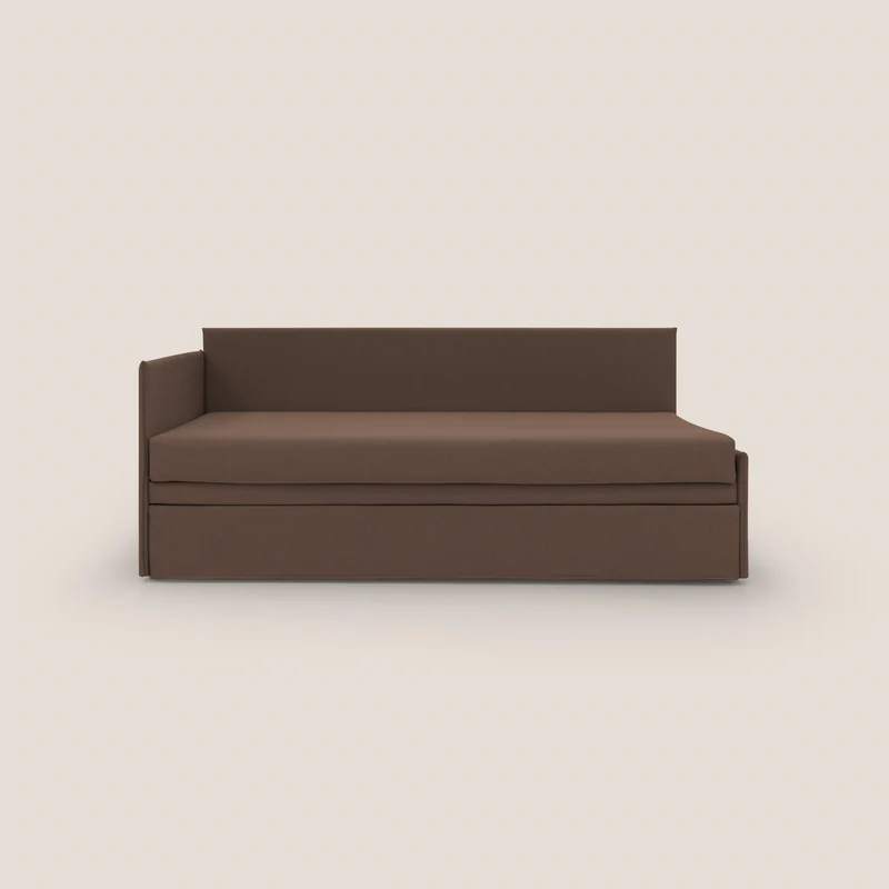 Durini Canapé duplex avec lits jumeaux et tissu effet coton imperméable T13 marron