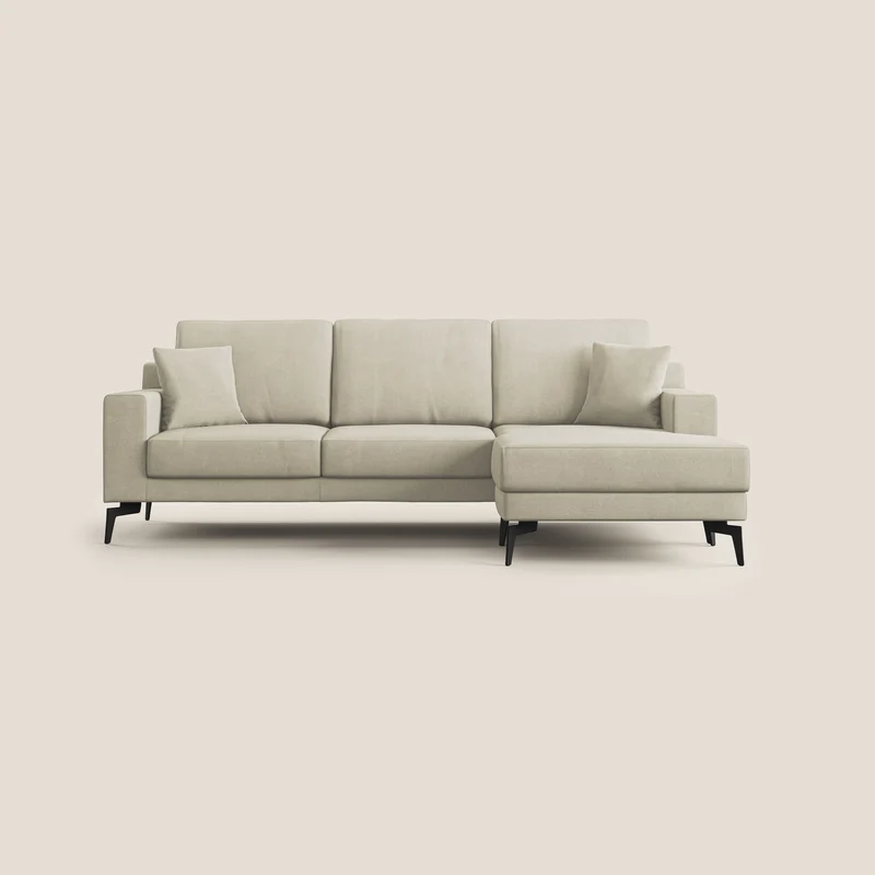 Prestige canapé d'angle moderne réversible en microfibre détachable T11 crème