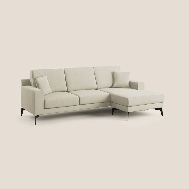 Prestige canapé d'angle moderne réversible en microfibre détachable T11 crème