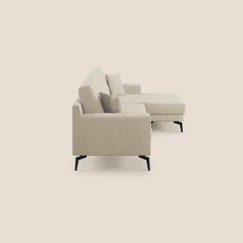 Prestige canapé d'angle moderne réversible en microfibre détachable T11 crème