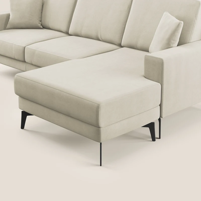 Prestige canapé d'angle moderne réversible en microfibre détachable T11 crème