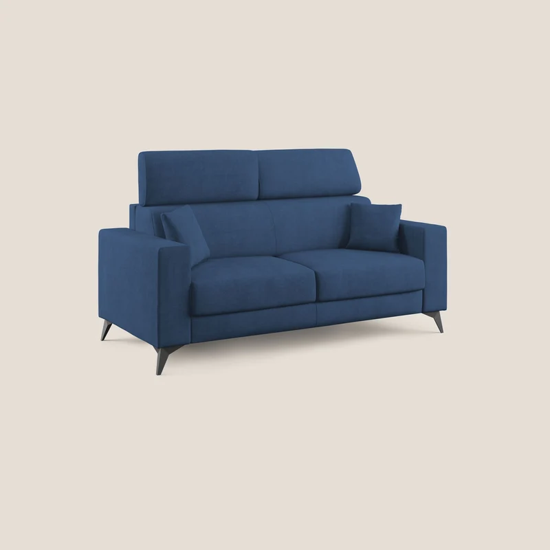 Pegaso canapé convertible avec têtières inclinables en tissu doux imperméable T02 bleu