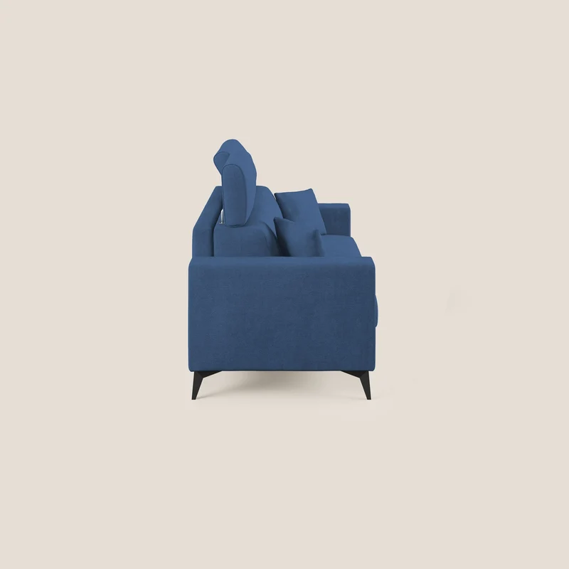 Pegaso canapé convertible avec têtières inclinables en tissu doux imperméable T02 bleu