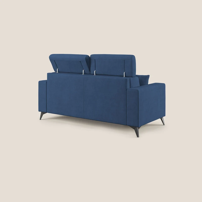 Pegaso canapé convertible avec têtières inclinables en tissu doux imperméable T02 bleu