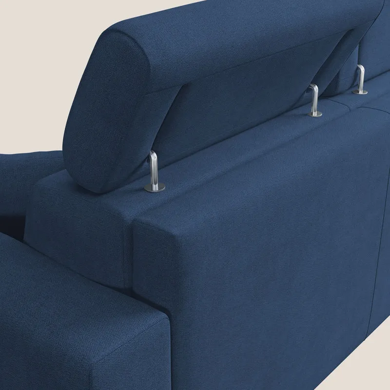 Pegaso canapé convertible avec têtières inclinables en tissu doux imperméable T02 bleu