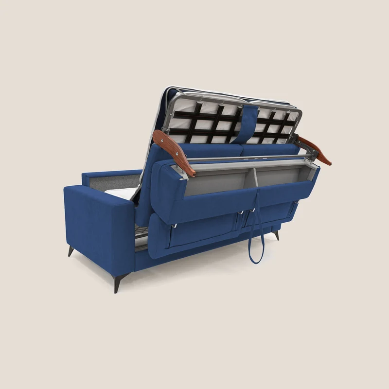 Pegaso canapé convertible avec têtières inclinables en tissu doux imperméable T02 bleu