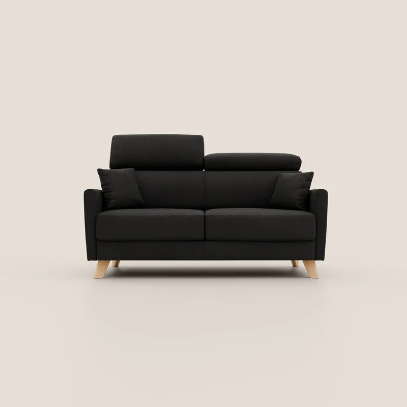 Francy canapé convertible avec têtières réglables en tissu détachable T17 noir