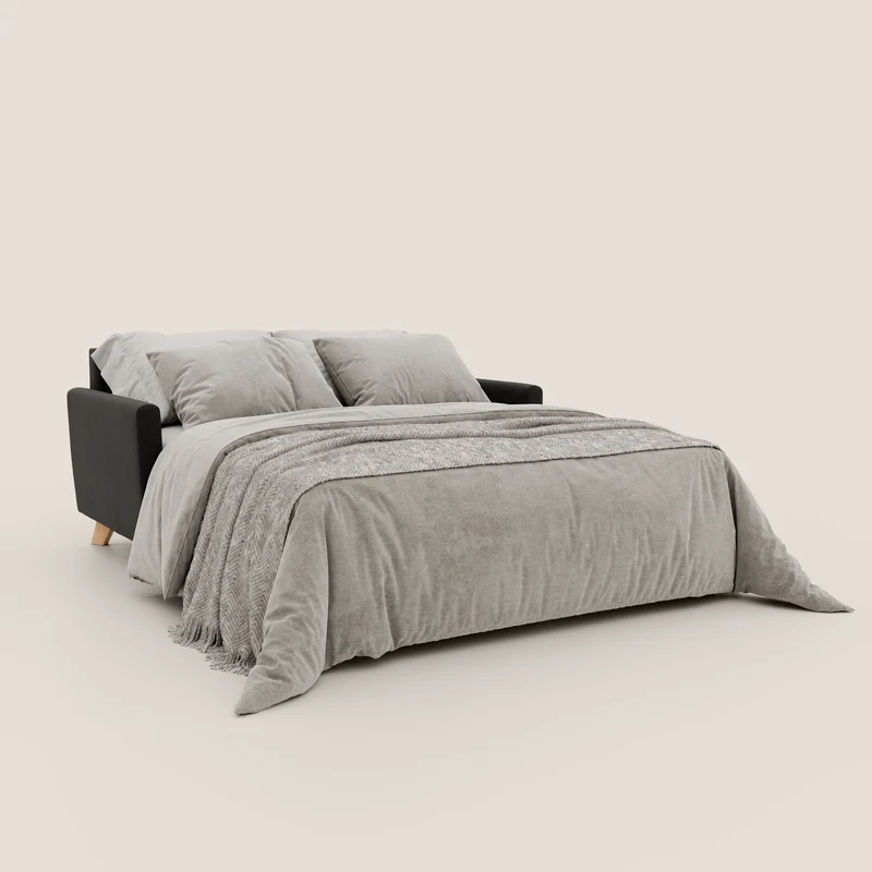Francy canapé convertible avec têtières réglables en tissu détachable T17 noir
