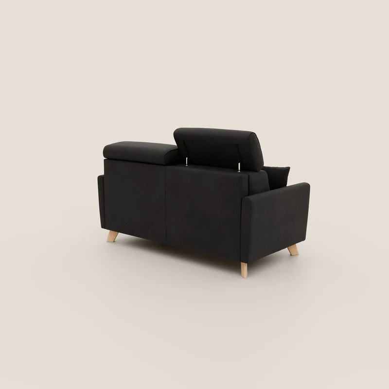 Francy canapé convertible avec têtières réglables en tissu détachable T17 noir