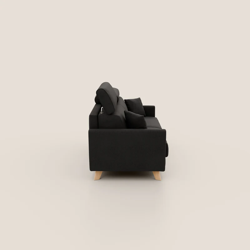 Francy canapé convertible avec têtières réglables en tissu détachable T17 noir