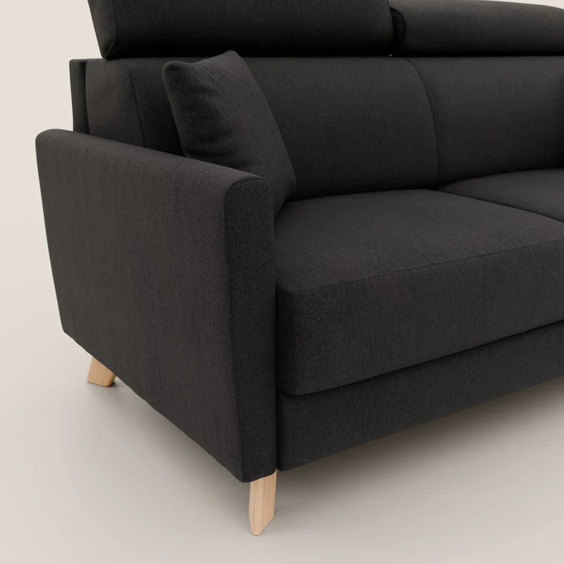 Francy canapé convertible avec têtières réglables en tissu détachable T17 noir