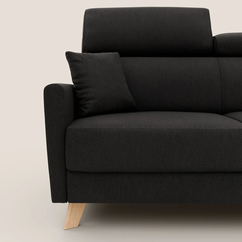 Francy canapé convertible avec têtières réglables en tissu détachable T17 noir