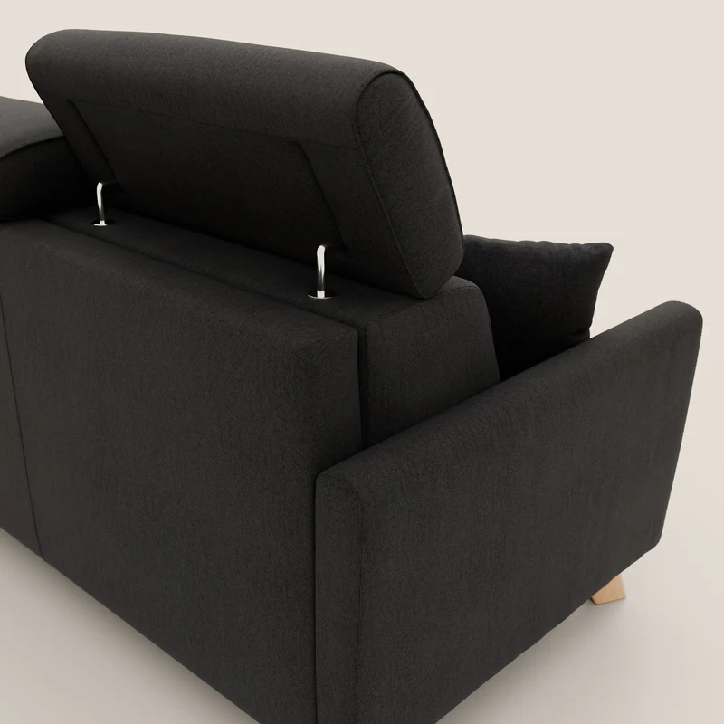 Francy canapé convertible avec têtières réglables en tissu détachable T17 noir