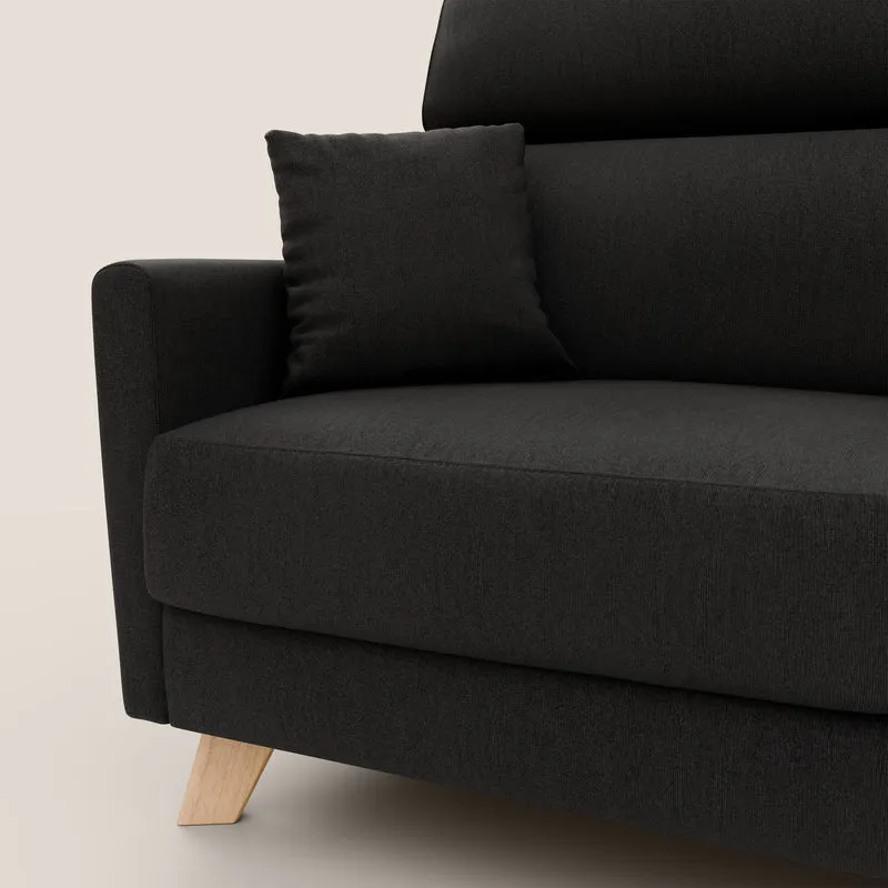 Francy canapé convertible avec têtières réglables en tissu détachable T17 noir
