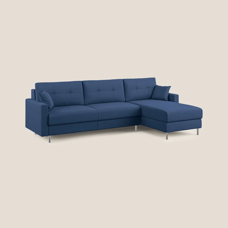 Megan canapé d'angle convertible en microfibre détachable T11 bleu