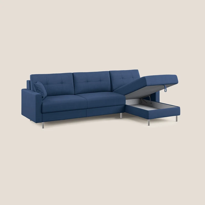 Megan canapé d'angle convertible en microfibre détachable T11 bleu