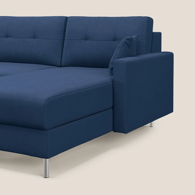 Megan canapé d'angle convertible en microfibre détachable T11 bleu