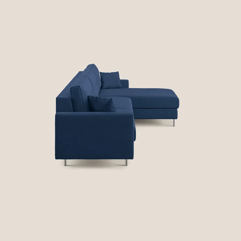 Megan canapé d'angle convertible en microfibre détachable T11 bleu
