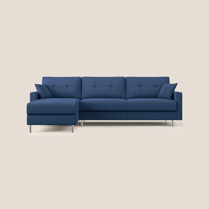 Megan canapé d'angle convertible en microfibre détachable T11 bleu