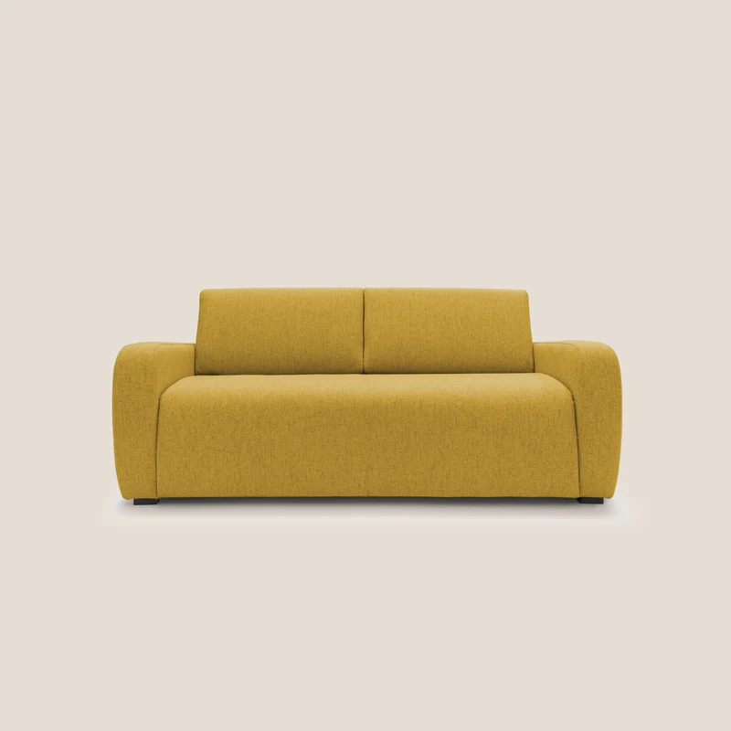 Duna Canapé lit convertible matelas 20cm en tissu doux flammé imperméable T03 jaune
