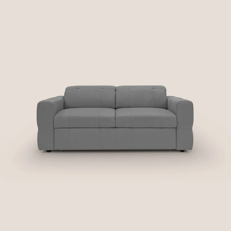 Kronos Canapé avec pouf extractible et têtières inclinalbes en microfibre douce imperméable T11 gris