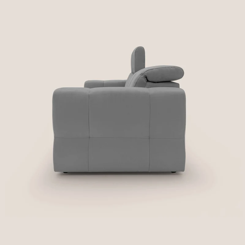 Kronos Canapé avec pouf extractible et têtières inclinalbes en microfibre douce imperméable T11 gris