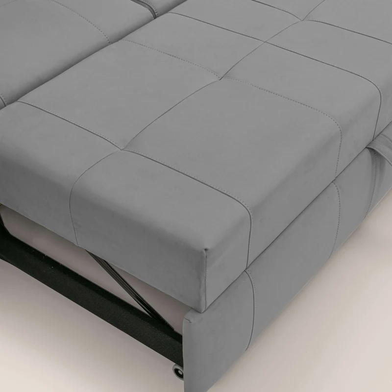 Kronos Canapé avec pouf extractible et têtières inclinalbes en microfibre douce imperméable T11 gris