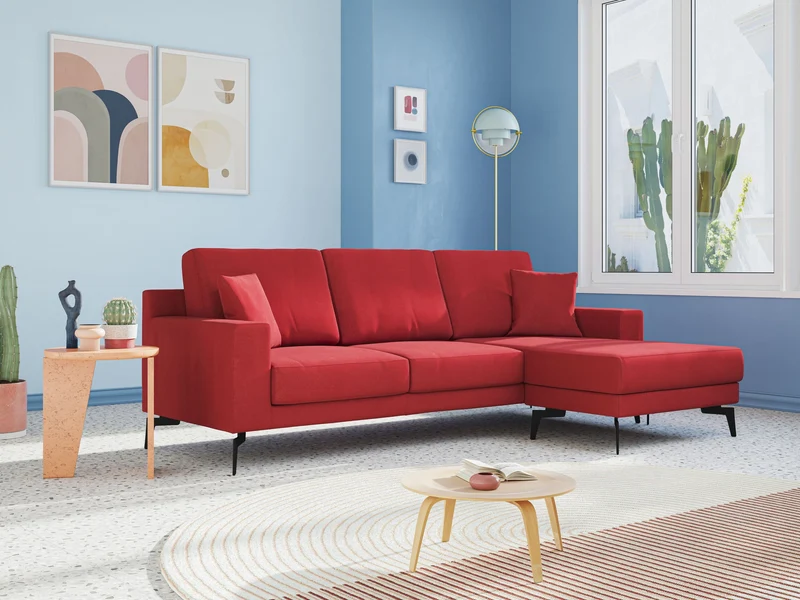 Prestige canapé d'angle moderne réversible en microfibre détachable T11 rouge