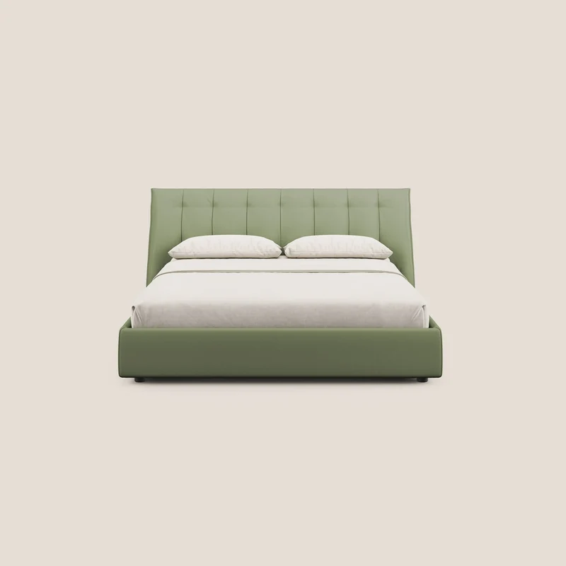 Clizia Lit de design avec coffre de rangement en simili-cuir imperméable T04 vert