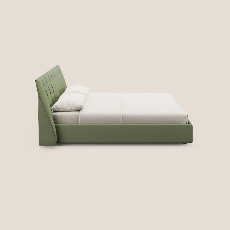 Clizia Lit de design avec coffre de rangement en simili-cuir imperméable T04 vert