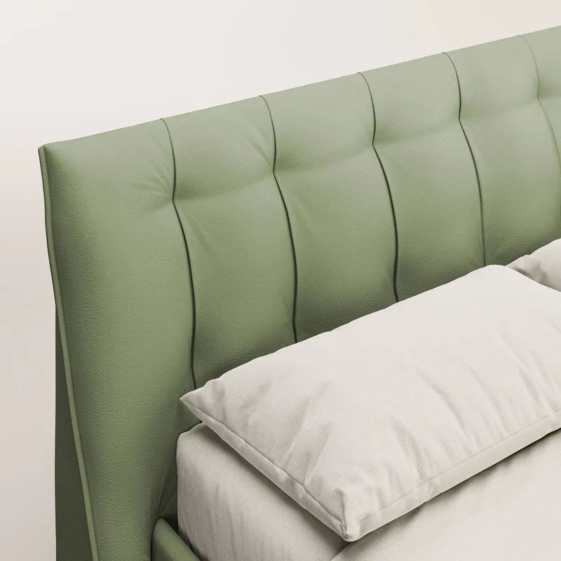 Clizia Lit de design avec coffre de rangement en simili-cuir imperméable T04 vert