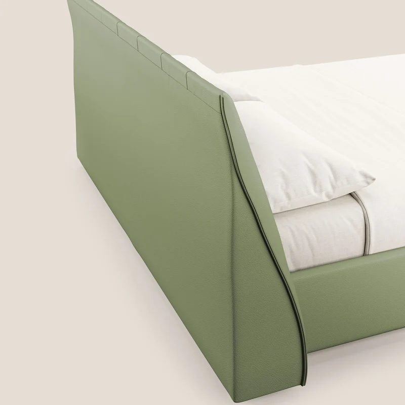Clizia Lit de design avec coffre de rangement en simili-cuir imperméable T04 vert