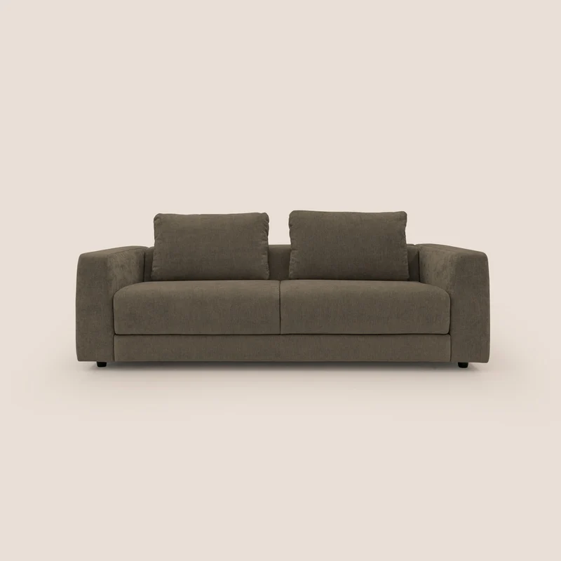 Freia Canapé convertible minimaliste matelas h15cm aux dossiers moelleux en tissu imperméable T14 marron