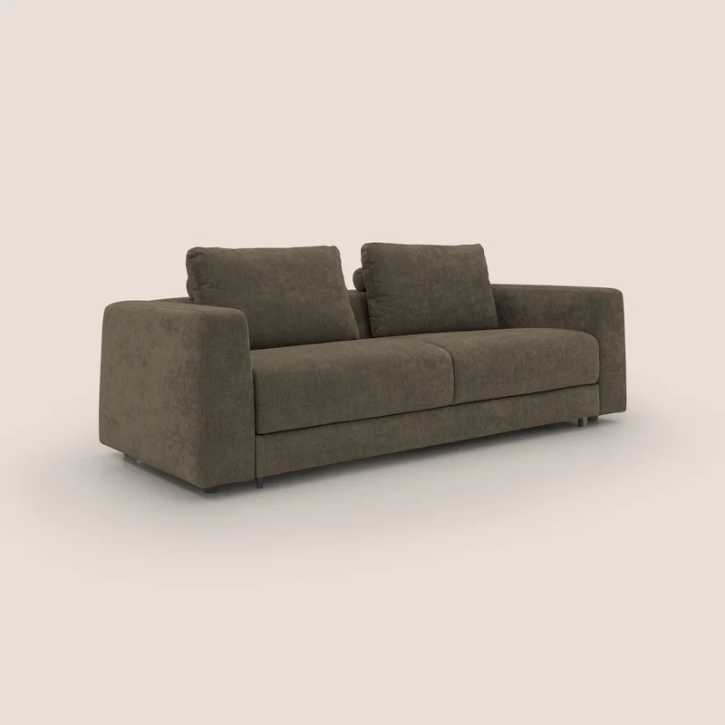 Freia Canapé convertible minimaliste matelas h15cm aux dossiers moelleux en tissu imperméable T14 marron