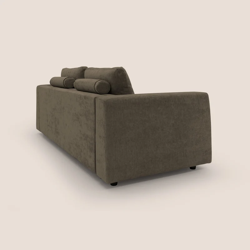 Freia Canapé convertible minimaliste matelas h15cm aux dossiers moelleux en tissu imperméable T14 marron