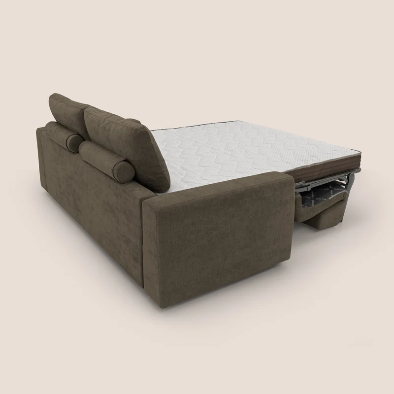 Freia Canapé convertible minimaliste matelas h15cm aux dossiers moelleux en tissu imperméable T14 marron
