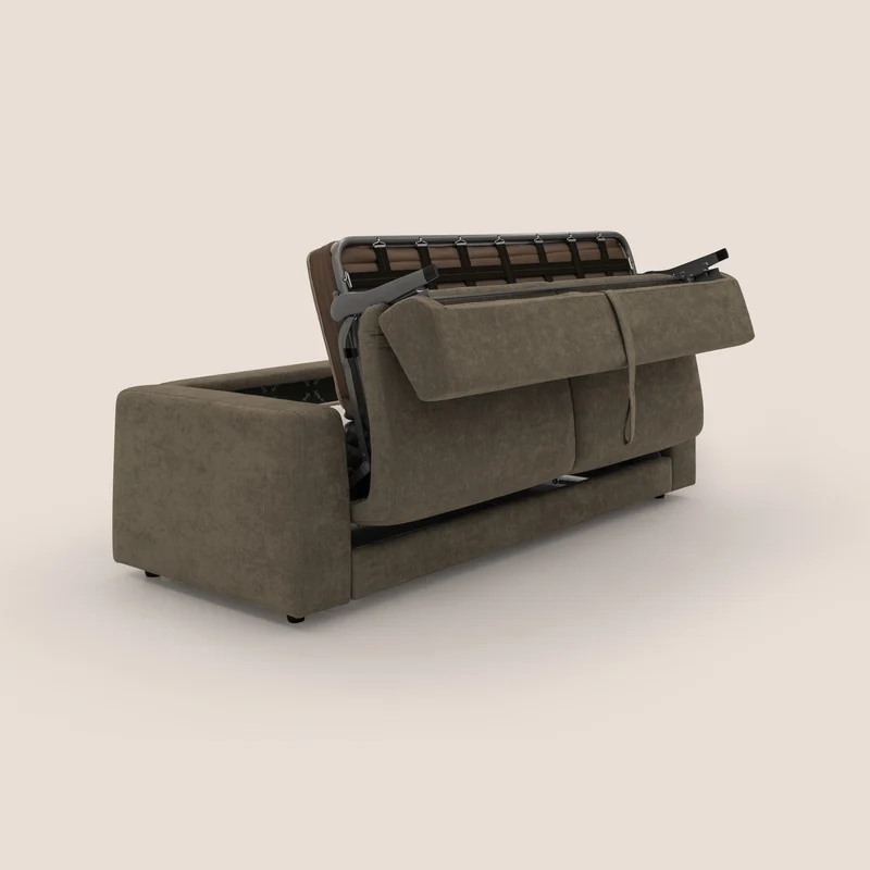 Freia Canapé convertible minimaliste matelas h15cm aux dossiers moelleux en tissu imperméable T14 marron