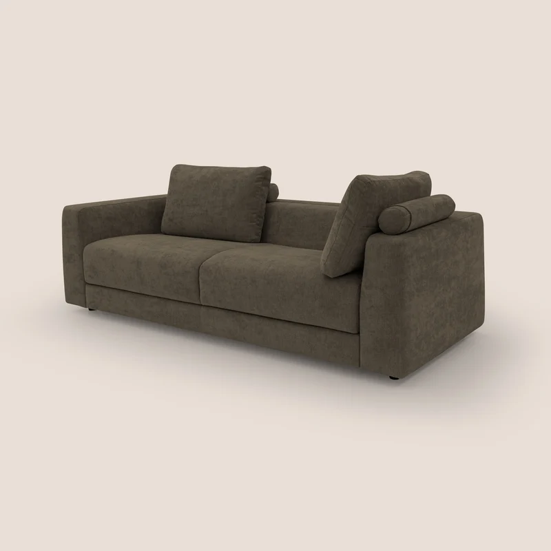 Freia Canapé convertible minimaliste matelas h15cm aux dossiers moelleux en tissu imperméable T14 marron