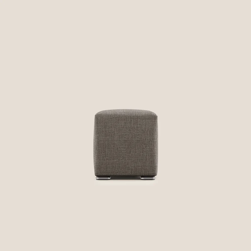 Cube pouf en tissu doux imperméable entrelacé melangé T06 marron