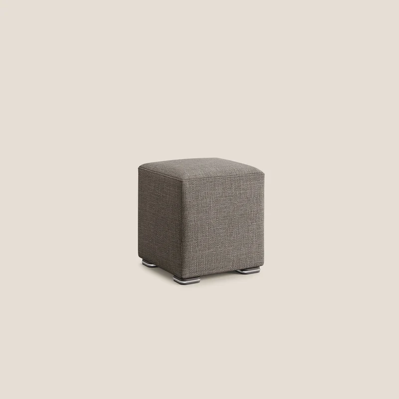 Cube pouf en tissu doux imperméable entrelacé melangé T06 marron