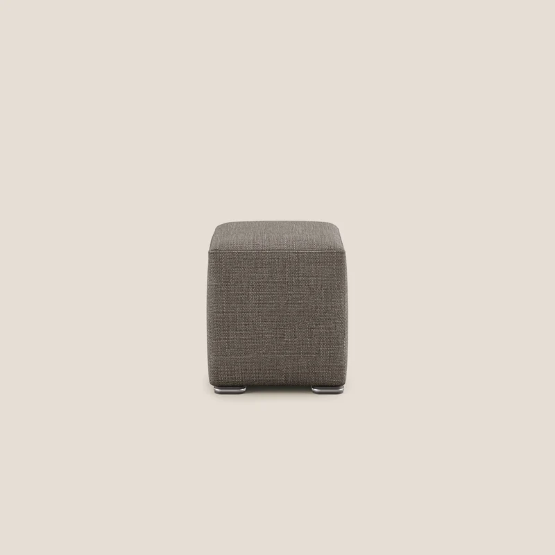 Cube pouf en tissu doux imperméable entrelacé melangé T06 marron