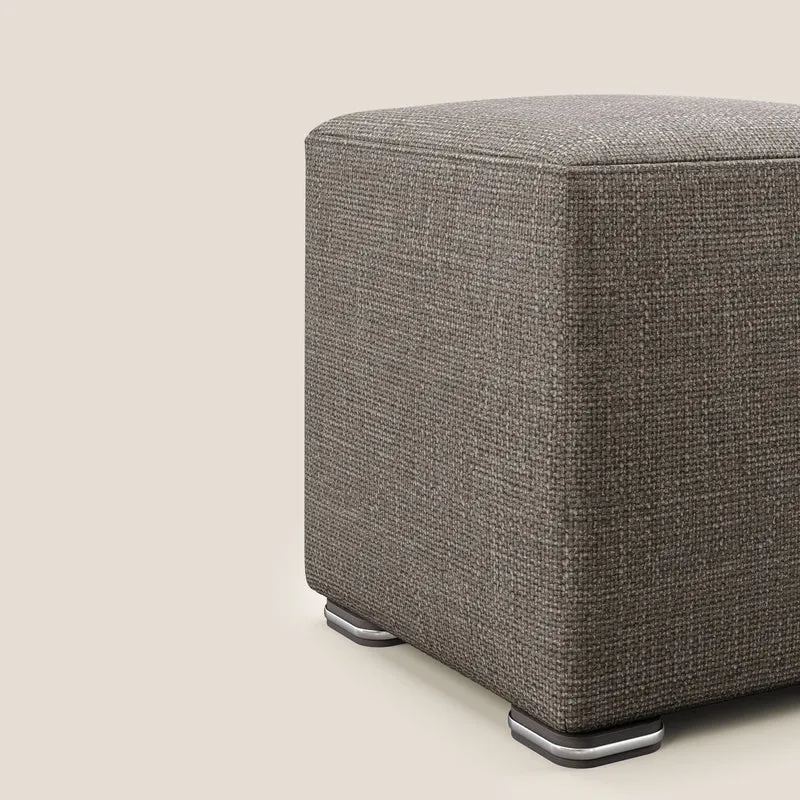 Cube pouf en tissu doux imperméable entrelacé melangé T06 marron