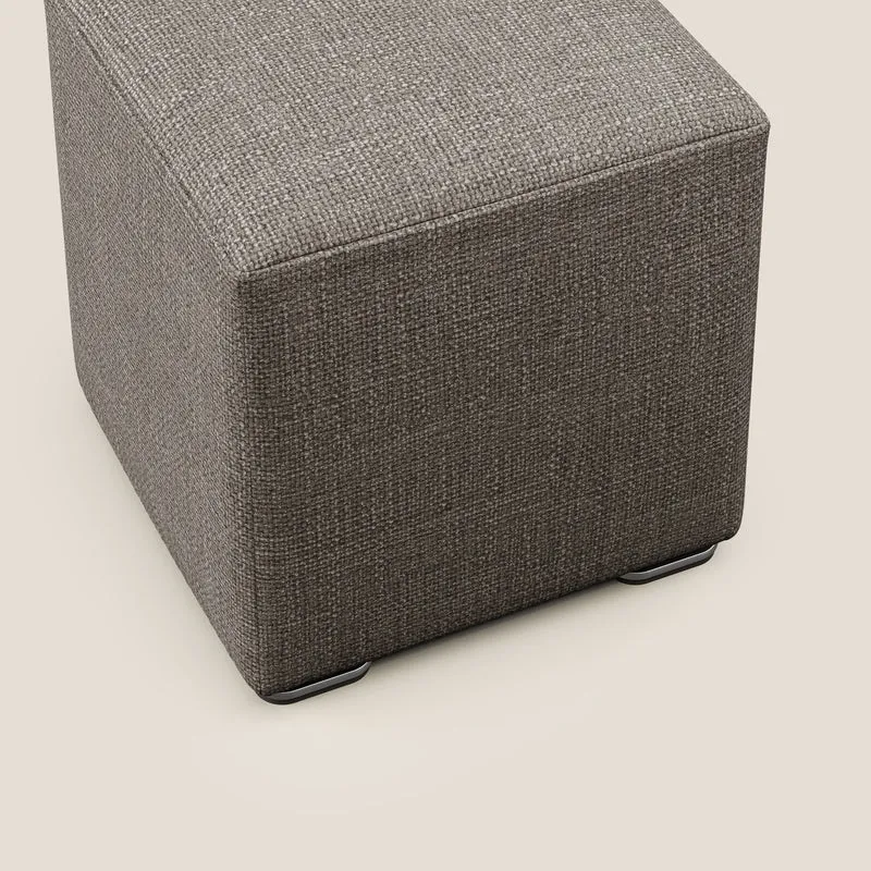 Cube pouf en tissu doux imperméable entrelacé melangé T06 marron